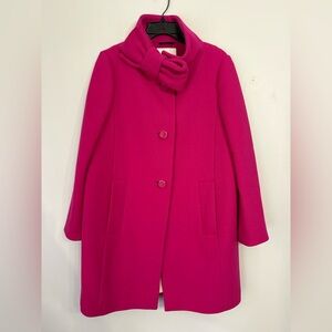 Kate Spade Outlet Wool Pea Coat Bow Vibrant Pink Size 8 NWT